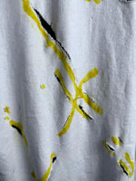 Load image into Gallery viewer, Avant-Garde Distressed Shirt with Artistic Yellow Paint Accents
