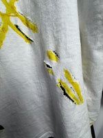 Load image into Gallery viewer, Avant-Garde Distressed Shirt with Artistic Yellow Paint Accents
