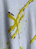 Load image into Gallery viewer, Avant-Garde Distressed Shirt with Artistic Yellow Paint Accents
